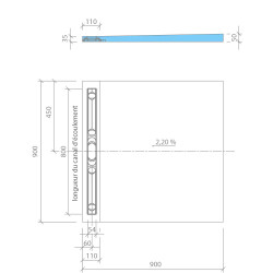 Wedi Receveur Wedi Fundo Riolito Neo 90x90x5cm écoulement excentré 80cm Kobleo