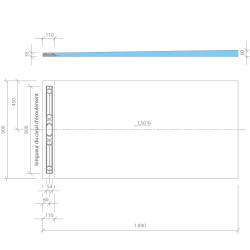 Wedi Receveur Wedi Fundo Riolito Neo 180x90x6cm écoulement excentré 80cm Kobleo