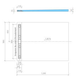 Wedi Receveur Wedi Fundo Riolito Neo 120x90x5cm écoulement excentré 80cm Kobleo