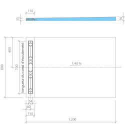 Wedi Receveur Wedi Fundo Riolito Neo 120x80x5cm écoulement excentré 70cm Kobleo