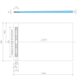 Wedi Receveur Wedi Fundo Riolito Neo 140x90x5cm écoulement excentré 70cm Kobleo