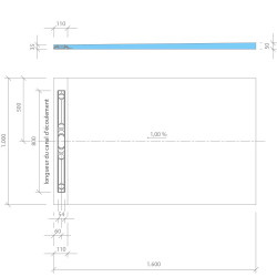Wedi Receveur Wedi Fundo Riolito Neo 160x100x5cm écoulement excentré 80cm Kobleo
