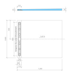 Wedi Receveur Wedi Fundo Riolito Neo 120x100x5cm écoulement excentré 90cm Kobleo