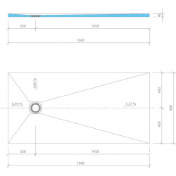 Wedi Receveur de douche Wedi Fundo Primo 1800x900x40mm écoulement excentré Kobleo