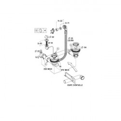Nicoll Vidage Nicoll 224045 pour évier 2 bacs D90mm automatique et manuelle Kobleo
