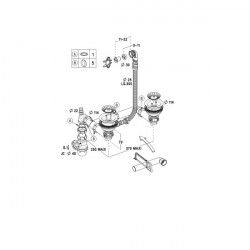 Nicoll Vidage Nicoll 224316 pour évier 2 bacs D90mm panier commande manuelle Kobleo