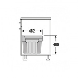 Hailo Poubelle de cuisine Hailo Tandem 31L encastrable 2 bacs amovibles Kobleo