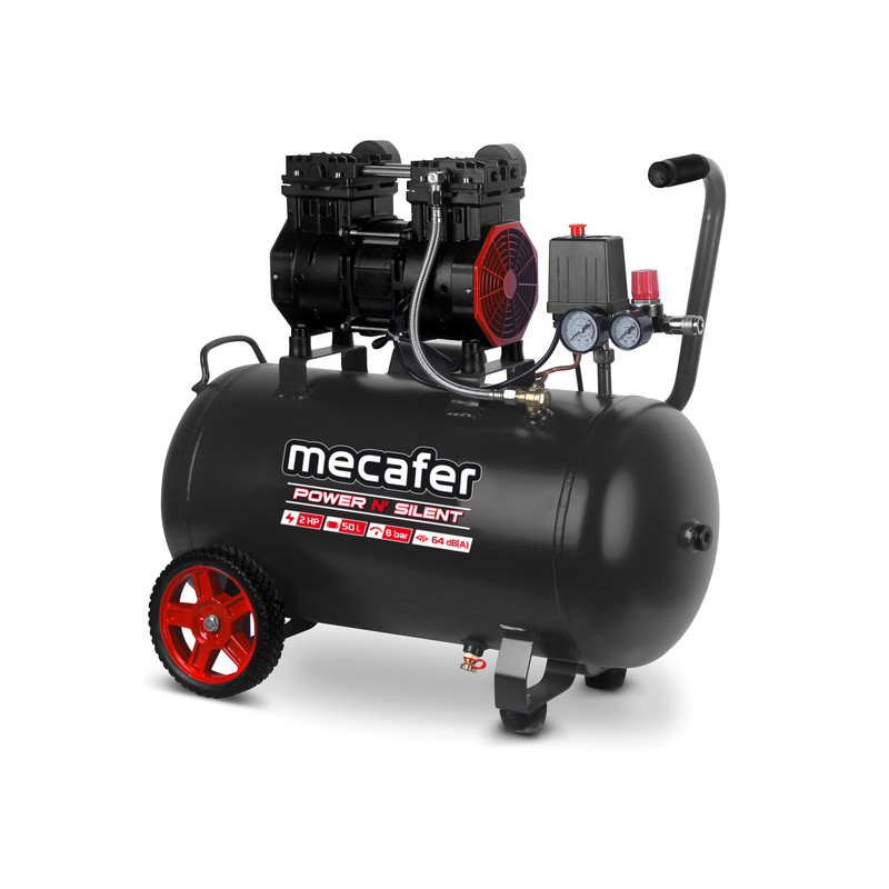 Mecafer - Compresseur d'air Mécafer Power'n silent 50L 2Hp 8bar avec 2 roues