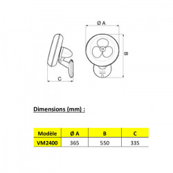 Axelair Ventilateur mural Axelair VM2400 Gordon 2400m3/h D365mm gris clair Kobleo Axelair Ventilateur mural Axelair VM2400 Gordon 2400m3/h D365mm gris clair Kobleo