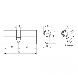 Thirard Cylindre Thirard Transit 1 double entrée 30x80mm 5 clés nickelé Kobleo