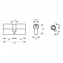 Thirard Lot de 3 cylindres de serrure Thirard STD double entrée 30x30mm 9 clés Kobleo