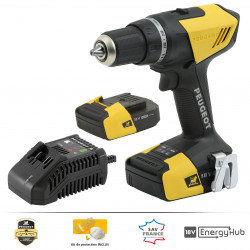 Peugeot Perceuse sans fil Peugeot EnergyDrill-18V20 18V 2x2Ah couple max 63Nm Kobleo Peugeot Perceuse sans fil Peugeot EnergyDrill-18V20 18V 2x2Ah couple max 63Nm Kobleo