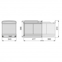 Emuca Poubelle de recyclage Emuca 8906865 plastique 32L acier inoxydable Kobleo