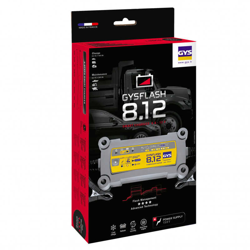 Gys Chargeur de batterie Gys GYSFLASH 8.12 8A 12V capacité 15-160Ah Kobleo Gys Chargeur de batterie Gys GYSFLASH 8.12 8A 12V capacité 15-160Ah Kobleo