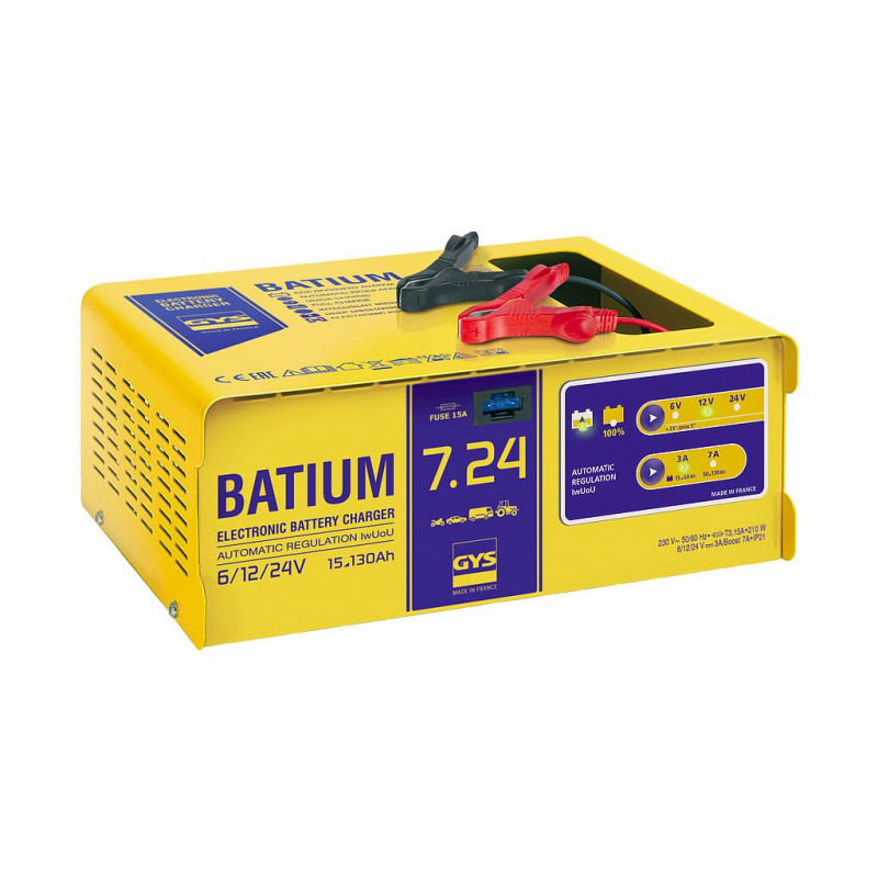 Gys Chargeur batterie Gys Batium 7.24 automatique 6-12-24V 15 à 130Ah Kobleo