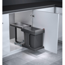 Hailo Poubelle de cuisine Hailo Solo Manuelle 20L coulissante encastrable Kobleo