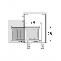 Hailo Poubelle de cuisine Hailo Solo Manuelle 20L coulissante encastrable Kobleo