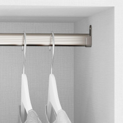 Emuca Kit tube de penderie, ovale 30 x 15 mm, 950 mm, Aluminium, Anodisé mat Kobleo