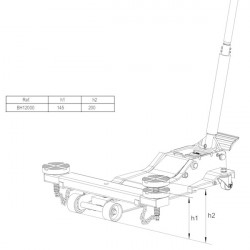 Bahco Cric 2 tonnes Bahco BH12000 hauteur d'entrée ultra basse 70mm Kobleo