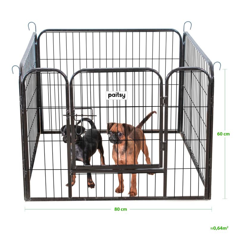 Paitsy Enclos en métal Gardeo80x60x4 pour chiens, chiots, chatons et rongeurs Kobleo