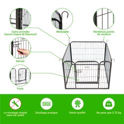 Paitsy Enclos en métal Gardeo80x60x4 pour chiens, chiots, chatons et rongeurs Kobleo