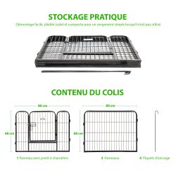 Paitsy Enclos en métal Gardeo80x60x4 pour chiens, chiots, chatons et rongeurs Kobleo