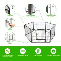 Paitsy Enclos en métal Gardeo80x60x6 pour chiens, chiots, chatons et rongeurs Kobleo
