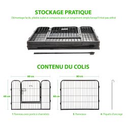 Paitsy Enclos en métal Gardeo80x60x6 pour chiens, chiots, chatons et rongeurs Kobleo