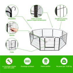 Paitsy Enclos en métal Gardeo80x60x8 pour chiens, chiots, chatons et rongeurs Kobleo