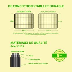 Paitsy Enclos en métal Gardeo80x60x8 pour chiens, chiots, chatons et rongeurs Kobleo