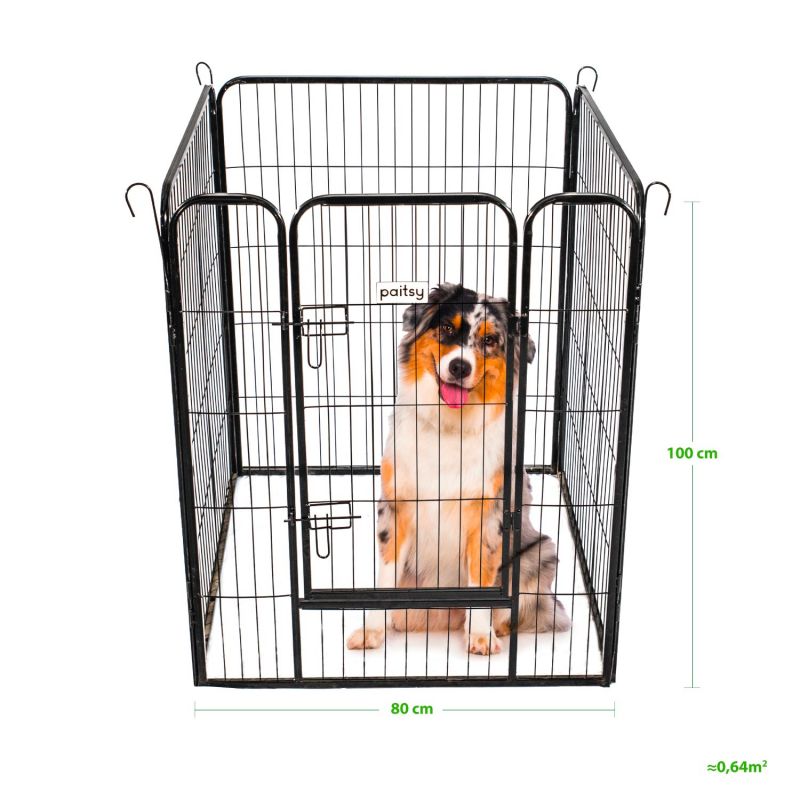 Paitsy Enclos en métal Gardeo80x100x4 pour chiens, chiots, chatons et rongeurs Kobleo