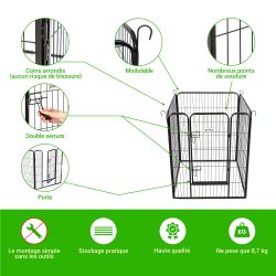 Paitsy Enclos en métal Gardeo80x100x4 pour chiens, chiots, chatons et rongeurs Kobleo