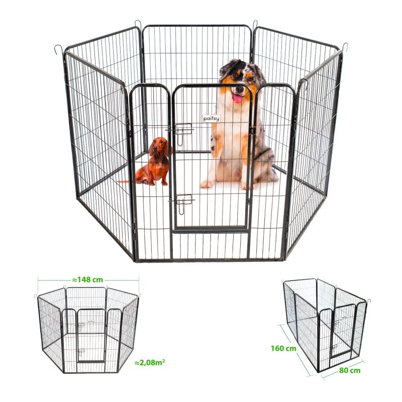 Paitsy Enclos en métal Gardeo80x100x6 pour chiens, chiots, chatons et rongeurs Kobleo