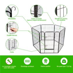 Paitsy Enclos en métal Gardeo80x100x6 pour chiens, chiots, chatons et rongeurs Kobleo