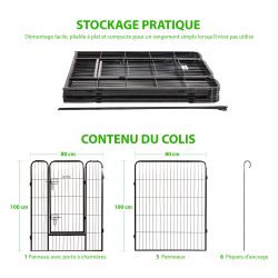 Paitsy Enclos en métal Gardeo80x100x6 pour chiens, chiots, chatons et rongeurs Kobleo