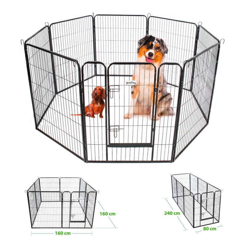 Paitsy Enclos en métal Gardeo80x100x8 pour chiens, chiots, chatons et rongeurs Kobleo