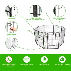 Paitsy Enclos en métal Gardeo80x100x8 pour chiens, chiots, chatons et rongeurs Kobleo