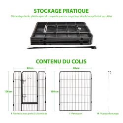 Paitsy Enclos en métal Gardeo80x100x8 pour chiens, chiots, chatons et rongeurs Kobleo