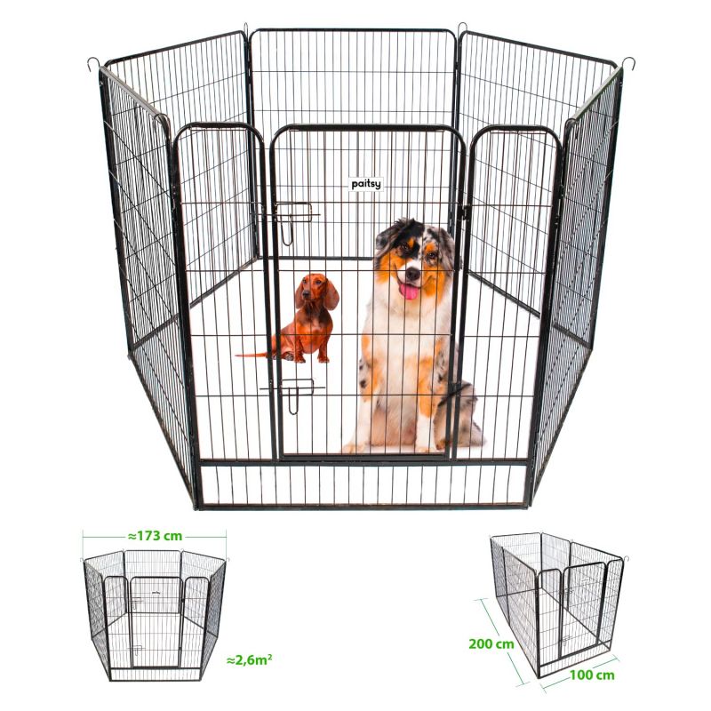 Paitsy Enclos en métal Gardeo100x120x6 pour chiens, chiots, chatons et rongeurs Kobleo