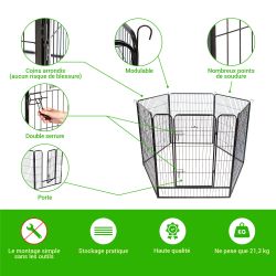 Paitsy Enclos en métal Gardeo100x120x6 pour chiens, chiots, chatons et rongeurs Kobleo