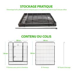 Paitsy Enclos en métal Gardeo100x120x6 pour chiens, chiots, chatons et rongeurs Kobleo