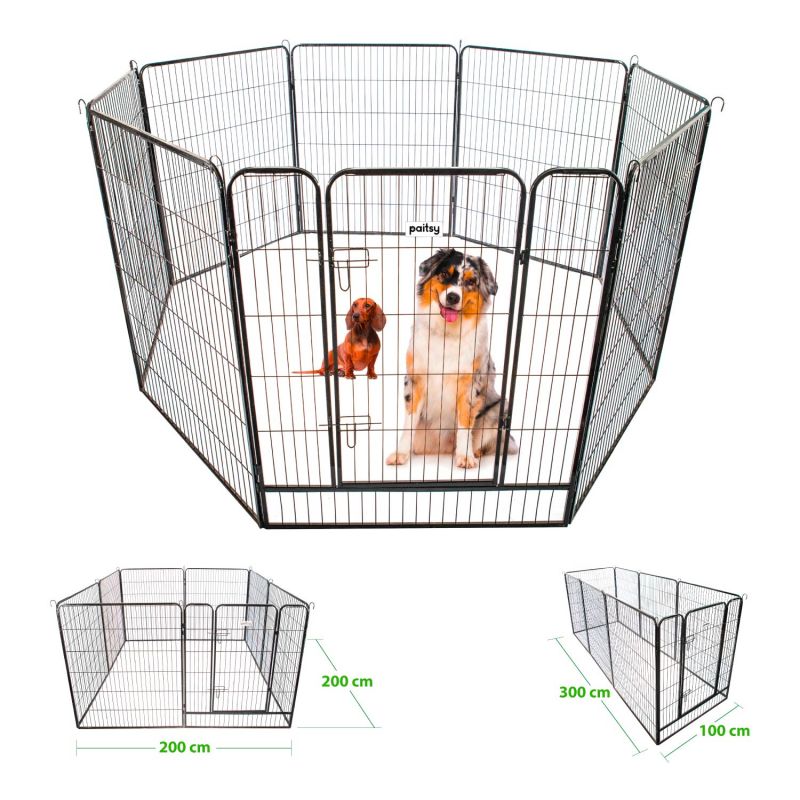 Paitsy Enclos en métal Gardeo100x120x8 pour chiens, chiots, chatons et rongeurs Kobleo