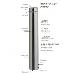 TEN Tuyau rigide TEN 601180 inox 304 pro 100cm D180mm Kobleo