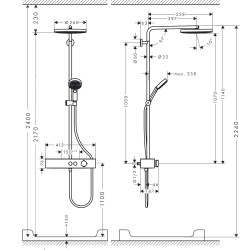 Hansgrohe Colonne de douche Hansgrohe Pulsify S 260 1 jet EcoSmart 9l/min Kobleo