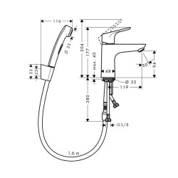 Hansgrohe Set mitigeur lavabo avec douchette bidette Hansgrohe Focus E2 chromé Kobleo