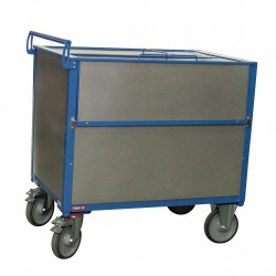 Fimm Chariot conteneur tôle galva 500 kg toit 1200x800mm (640 L) Diam roues Kobleo