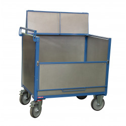 Fimm Chariot conteneur tôle galva 500 kg toit 1200x800mm (640 L) Diam roues Kobleo Fimm Chariot conteneur tôle galva 500 kg toit 1200x800mm (640 L) Diam roues Kobleo
