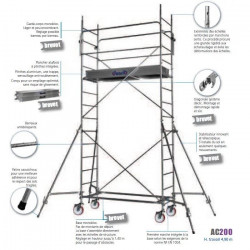 Duarib Echafaudage roulant AC 200 en acier Ht max 4,90m Duarib Kobleo