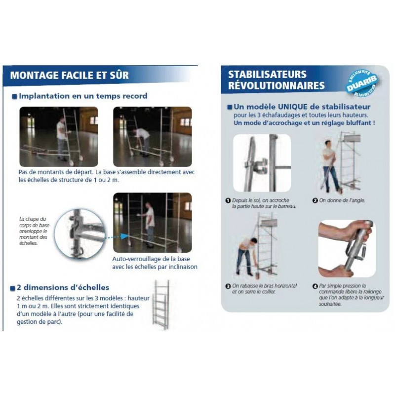 Duarib Echafaudage roulant AC 200 en acier Ht max 4,90m Duarib Kobleo Duarib Echafaudage roulant AC 200 en acier Ht max 4,90m Duarib Kobleo