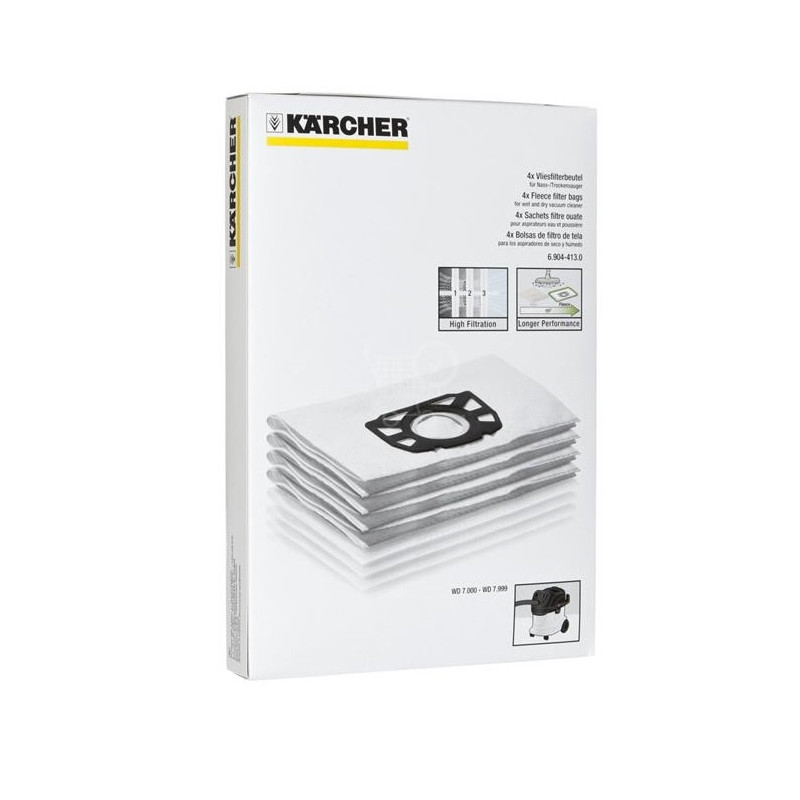 Karcher - Paquet de 4 Sachets filtre ouate 6.904-413.0 WD 7200-7700 Karcher